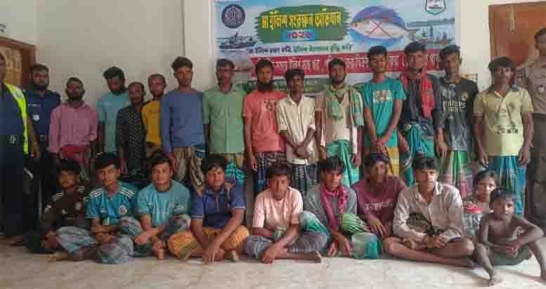 নড়িয়া পদ্মা নদীতে অভিযানে ২৩ জেলে আটক ১ লক্ষ মিটার কারেন্ট জল ৫টি নৌকা জব্দ